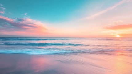 Vibrant sunrise seascape abstract coastal wallpaper with blue sky and sea