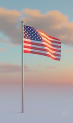 A flag waving in the wind. AI.