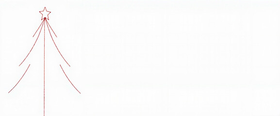 Obraz premium Minimalist red Christmas tree outline with star on white background