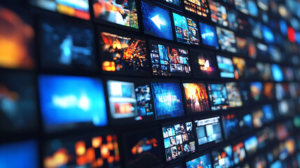 Tv channels Media concept multiple television screens or monitors 