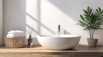 Fototapeta premium Stylish white sink in modern bathroom interior
