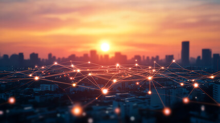 Fototapeta premium Smart City and network connection concept