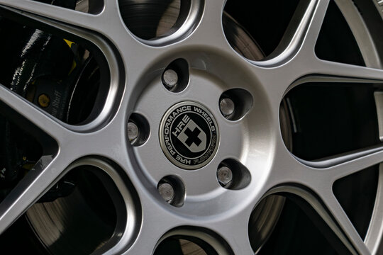 Silver HRE performance wheels, Luxury car detail, HRE Logo