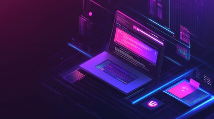 Laptop with Neon Lights