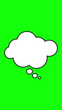 Thought bubble thinking cloud on green background for vertical display
