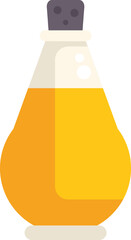 Cartoon illustration of a glass bottle containing a bright yellow liquid with a cork