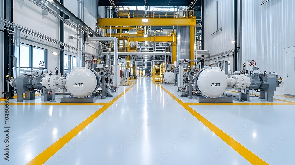 Poster cutting edge natural gas processing facility with sleek piping systems and advanced industrial techn