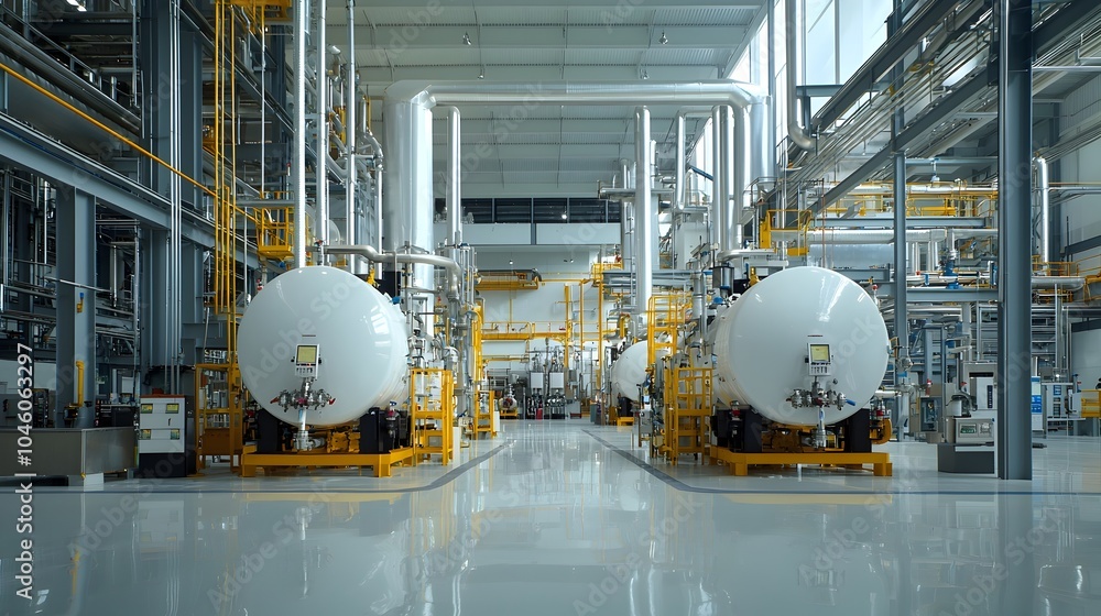 Aufkleber sleek and modern natural gas processing plant featuring intricate pipe networks advanced industrial 