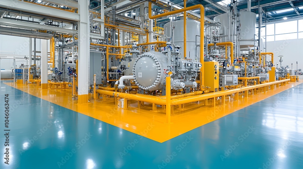 Aufkleber Intricate network of sleek pipelines and advanced processing equipment in a modern natural gas refinery facility