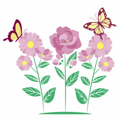 graphic element butterfly with flowers