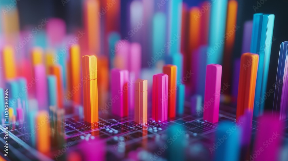 Poster Vibrant Data Visualization with Colorful Bar Graphs