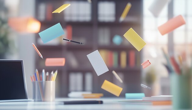 Floating office supplies in a dynamic workspace