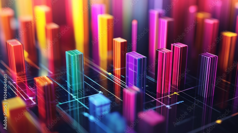 Poster vibrant abstract 3d bar graph visualization
