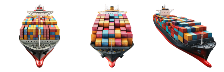 PNG Container Ships Arranged in a Futuristic Perspective Isolated on Transparent Background