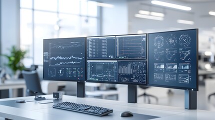Advanced Fuel Processing Control Room With Detailed Data Displays and Intelligent Technology Solutions for Precise Monitoring Analytics and Decision Making Support