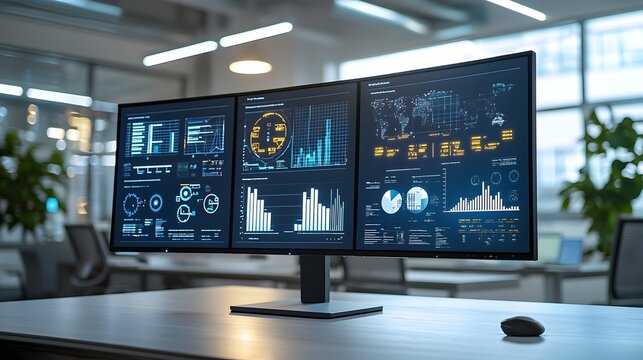 Futuristic control room filled with glowing monitors displaying real time fuel processing metrics and data a modern technological hub for monitoring and optimizing industrial systems and workflows - Powered by Adobe