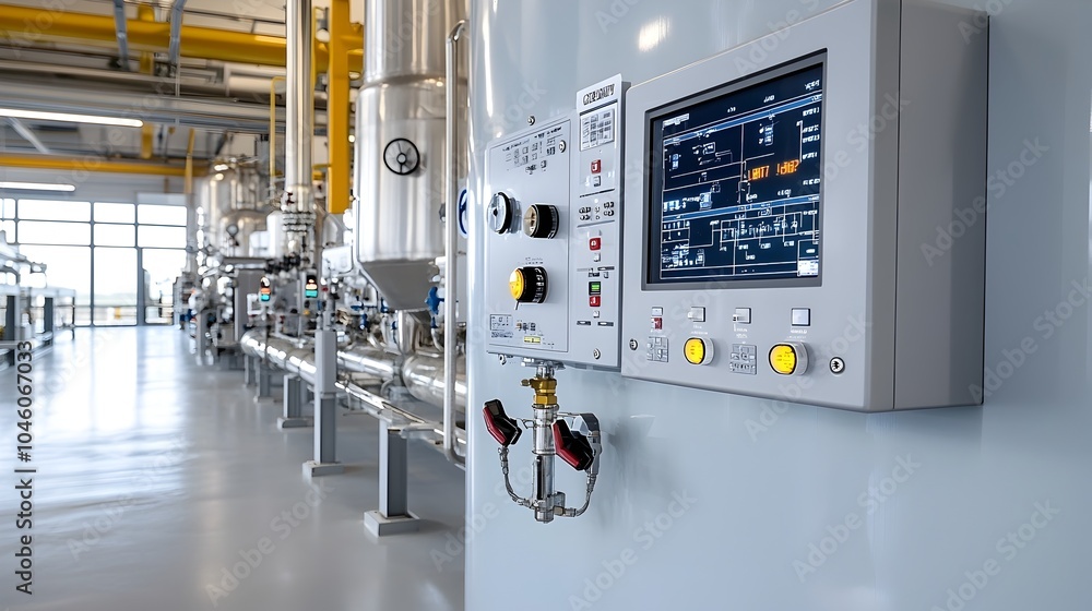 Aufkleber Futuristic Gas Processing Facility Equipped with Sleek Digital Monitoring Systems and Advanced Control Panels Ensuring Efficient and Streamlined through Cutting Edge Technology