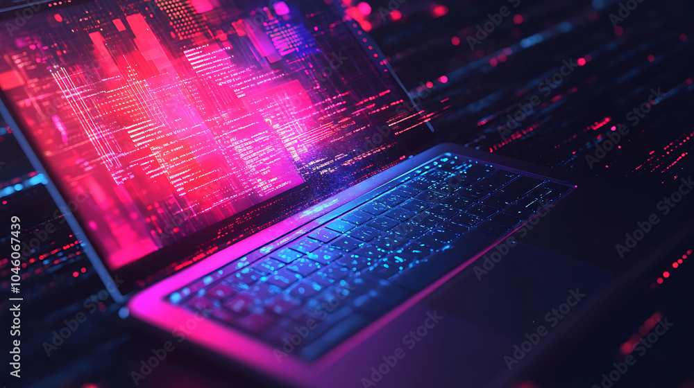 Poster image of laptop and programming