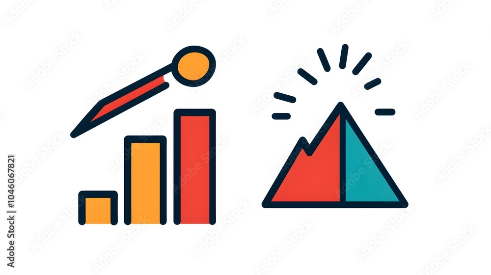 Poster Minimalist line style icons representing data analysis optimization and statistics for modern web interfaces dashboards and data visualization