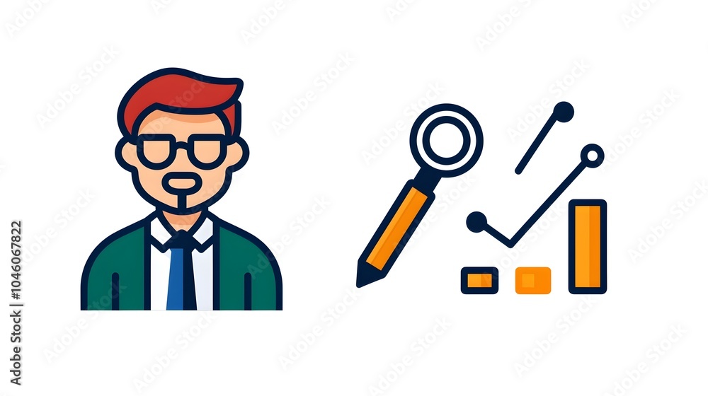 Fototapete Set of Line Style Icons Representing Data Optimization and Analysis Concepts for Modern Web Interfaces and Statistical Dashboards with Minimalist Design