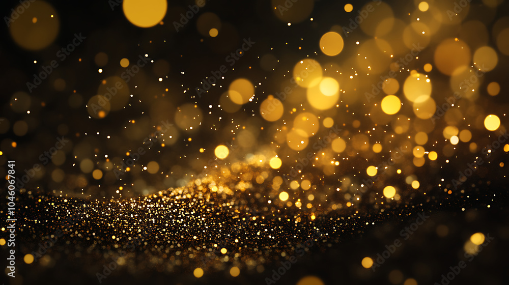 Aufkleber falling gold lights gala texture gold abstract sparkle dust particles light dark pattern gold overla