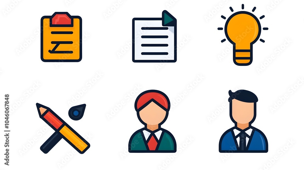 Aufkleber Comprehensive showcasing a collection of web icons in a clean line style highlighting key elements of data collection survey results