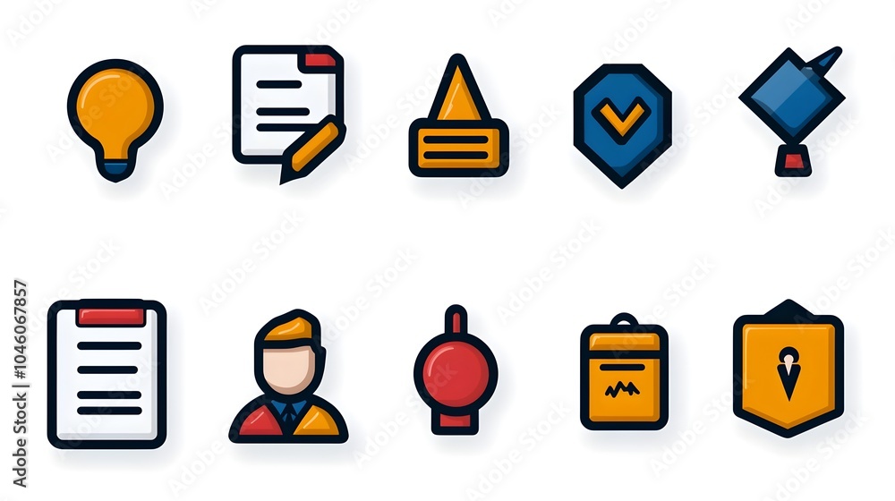 Poster featuring a collection of web icons in a minimalist line style designed to represent data collection survey results and price analysis