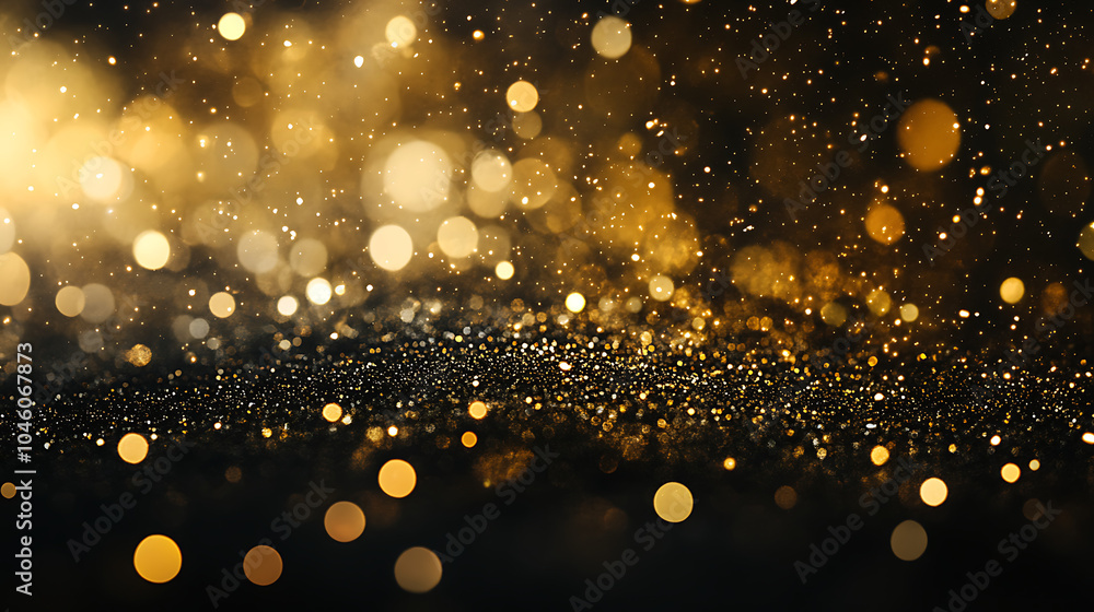 Poster falling gold lights gala texture gold abstract sparkle dust particles light dark pattern Gold overlay bokeh glitter background dark glistering particle background