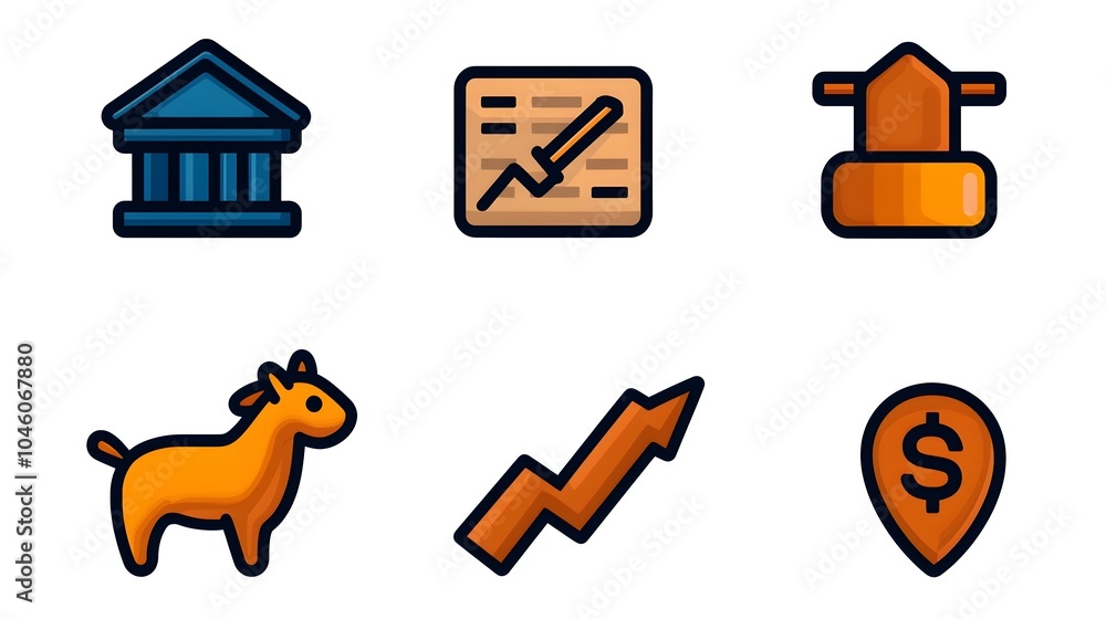 Fototapete Minimalist line icons featuring data collection survey results price statistics and market analysis elements in a clean digital design suitable for web and app user interfaces