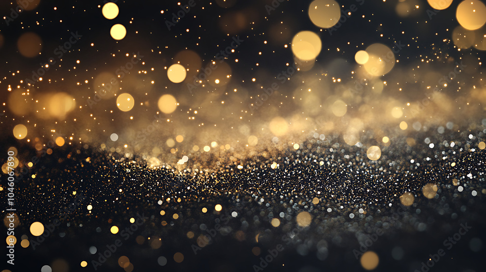 Aufkleber falling gold lights gala texture gold abstract sparkle dust particles light dark pattern gold overla