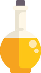 Round bottom flask containing bubbling yellow liquid, isolated on white background