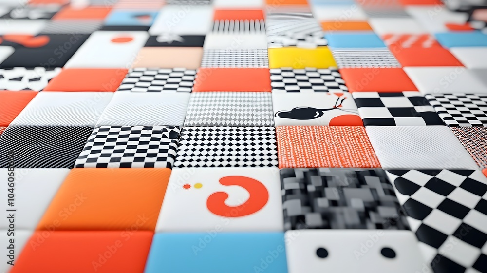 Poster captivating checkered geometric pattern with a modern minimalist and brutalist inspired y2k aestheti