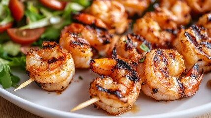 Grilled Shrimp Skewers with Fresh Salad