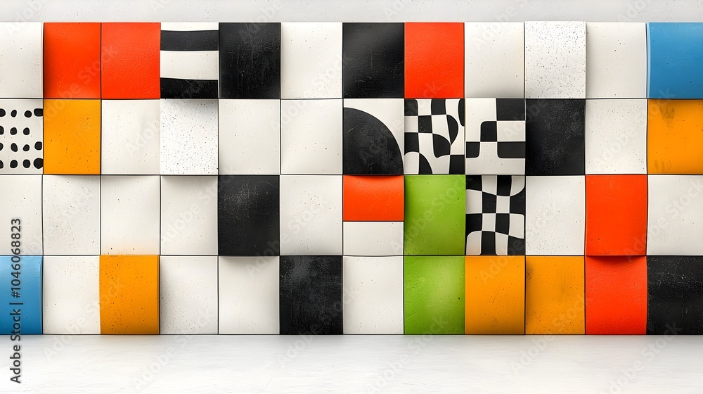 Aufkleber retro inspired geometric checkered pattern design in a trendy minimalist and vibrant aesthetic the c
