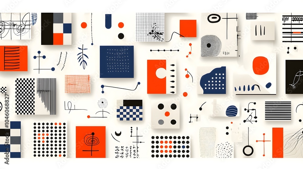 Fototapete Striking and modern checkered pattern design combined with geometric minimalism rendered in a captivating and visually appealing retro aesthetic style