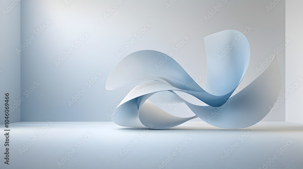 Poster Captivating abstract composition featuring a minimalist design of soft gradient transitions and subtly curved lines interlaced in a harmonious