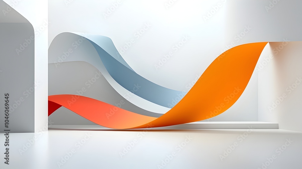 Poster Fluid curved lines and gradient shades intertwine to create an abstract minimalist backdrop reflecting motion and modern design