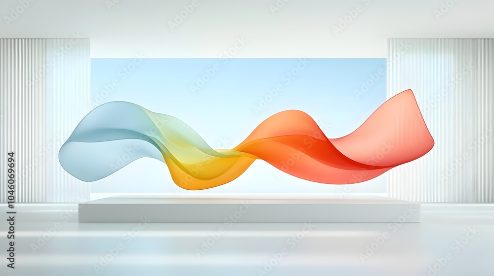 Aufkleber Fluid curved lines and gradient shades intertwine to create an abstract minimalist backdrop reflecting a sense of motion and modern design  The smooth