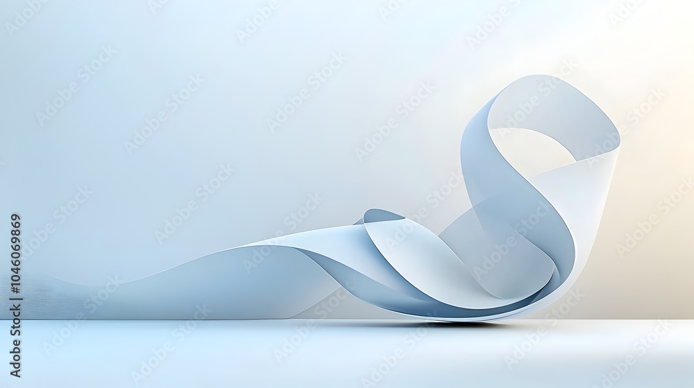Poster Flowing gradient shades and curved lines come together in an abstract minimalist composition evoking a sense of motion and clean modern design