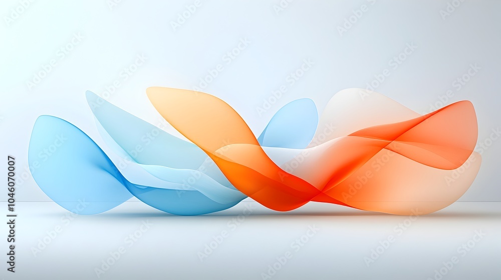 Poster Harmonious gradient tones and flowing curves intertwine in an abstract minimalist background representing movement and clean modern design