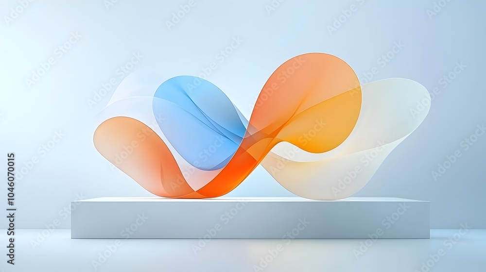 Poster Minimalist abstract design with fluid flowing curves and gradient color layers evoking a sense of smooth motion and modern simplified elegance