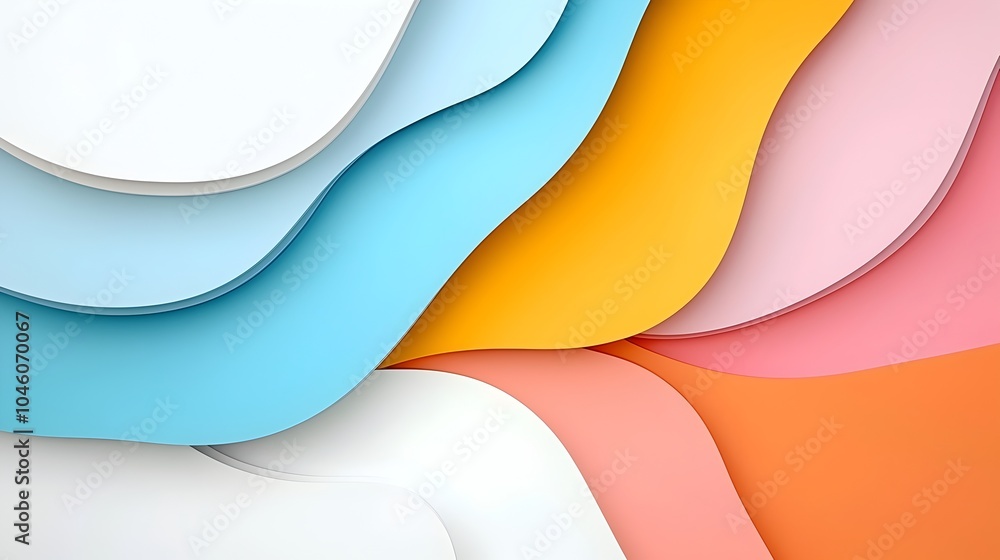 Poster Harmonious Curves and Gradients Forming a Fluid Minimalist Contemporary Digital Backdrop  The abstract composition of blended lines and colors creates a captivating serene