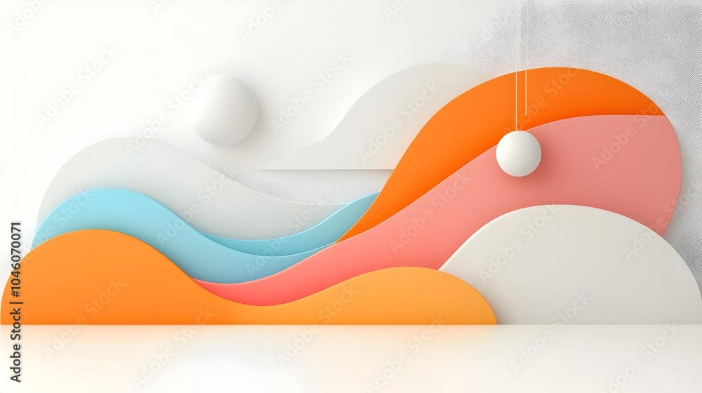 Poster Harmonious abstract composition featuring curved lines and gradients blending seamlessly to create a minimalist backdrop that symbolizes fluid motion and contemporary digital design