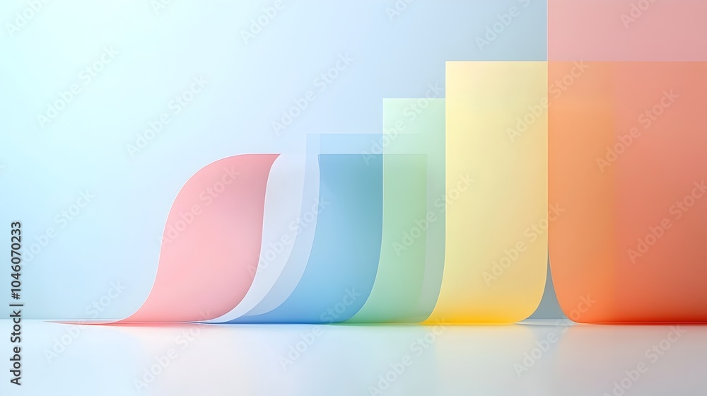 Poster A mesmerizing abstract background with graceful arcs and soft gradient layers that blend together seamlessly creating a sleek and minimalist design capturing the essence of motion and harmony