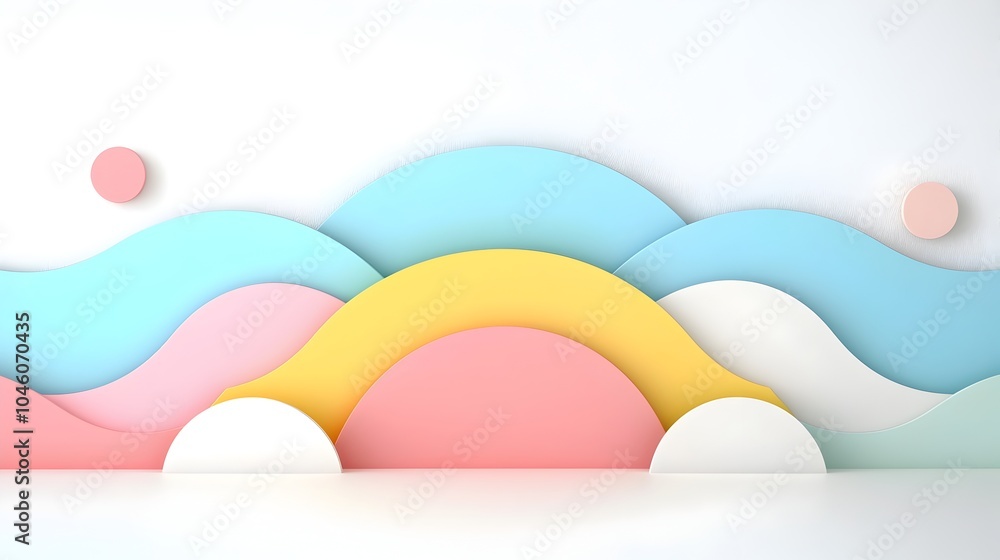 Poster Stunning abstract background featuring a seamless composition of soft gradient layers and graceful arcs showcasing a sense of fluid motion and a clean minimalist aesthetic