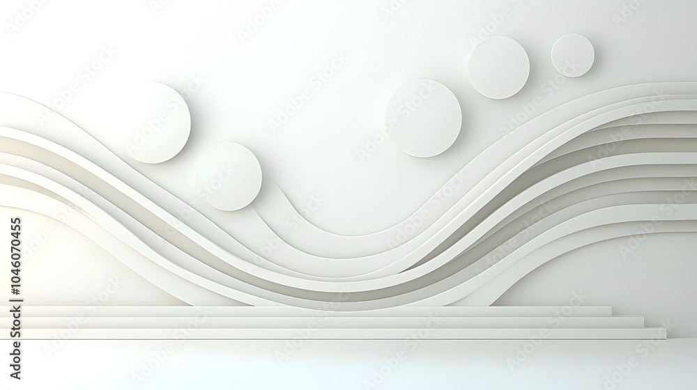 Poster Graceful seamless blend of arcs and delicate gradient layers creating a captivating minimalist abstract background design with a sense of fluidity and visual harmony