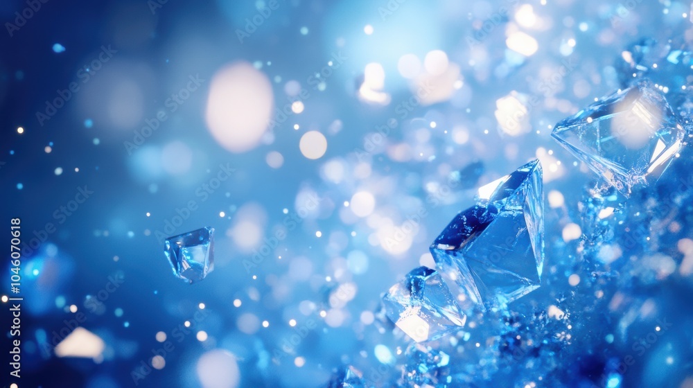Leinwandbilder glowing icy crystals emit light and reflections against a vivid blue backdrop, creating an enchantin