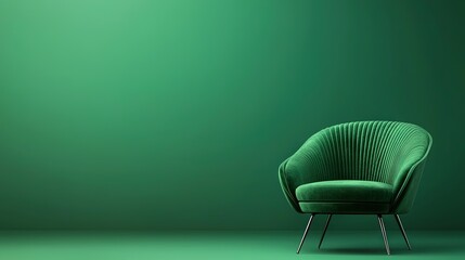  Green chair in green room with green walls on either side
