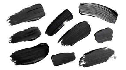 Set of black brush strokes isolated on white.