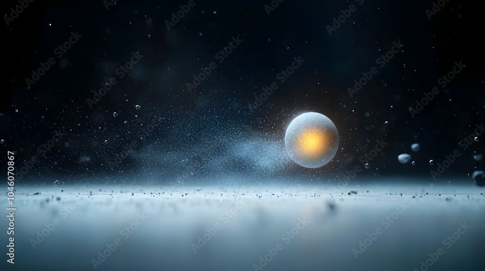 Fototapete glowing celestial orb radiating soft captivating light amidst a cosmic mist creating a minimalist se